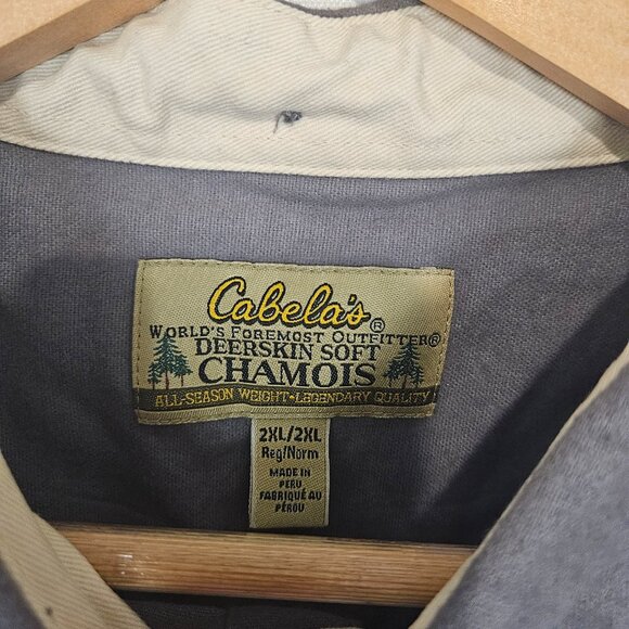 Cabelas Deerskin Soft Chamois Shirt 2XL Gray Long Sleeve Button Down 100% Cotton - Picture 3 of 7